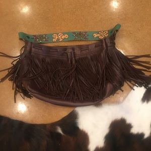 Two bar west fringe purse with strap